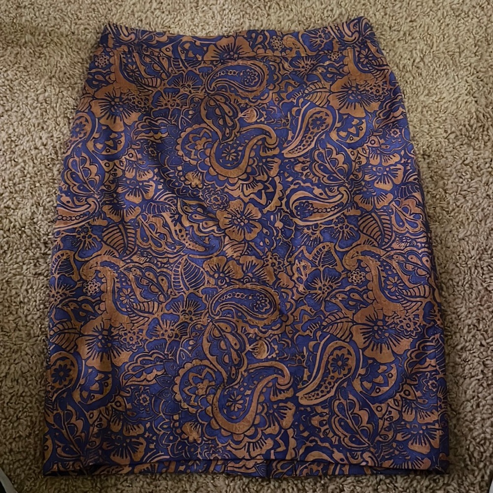 Ann Taylor Blue & Gold pencil skirt